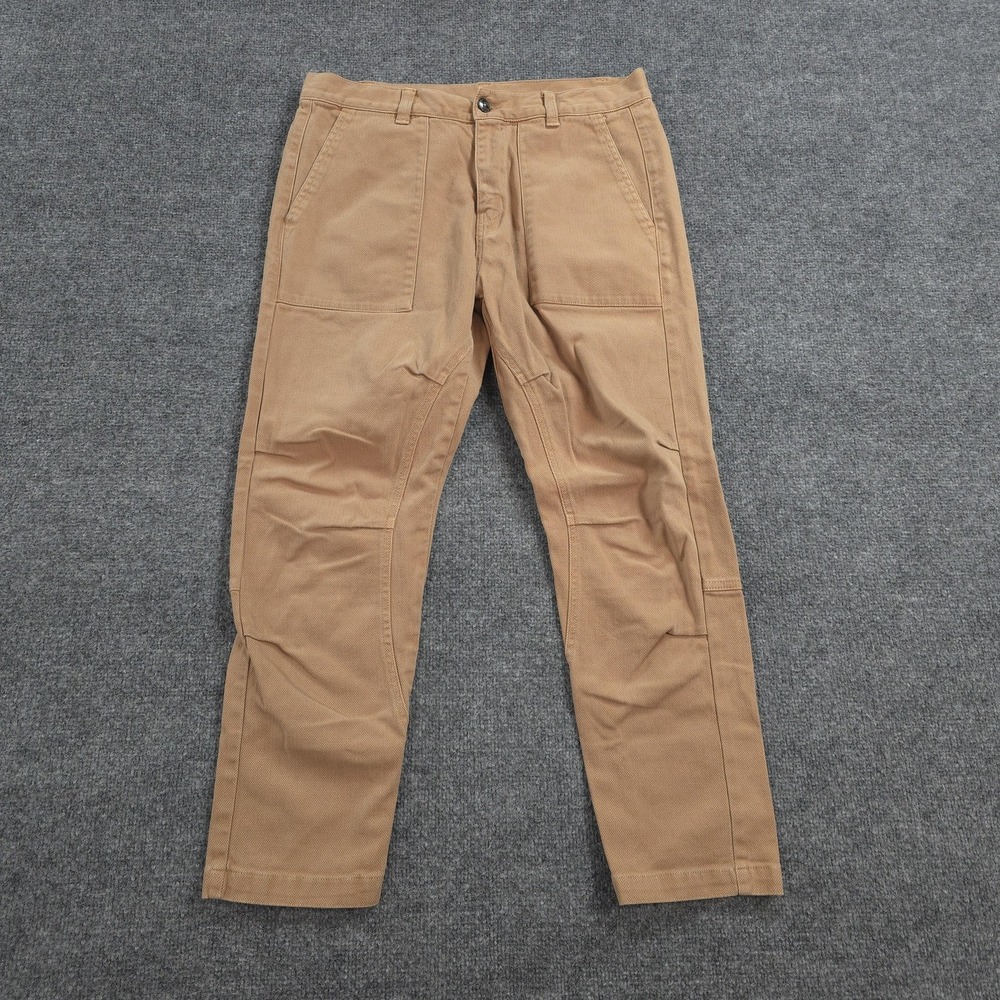Eleventy Pants Mens 33x26 Beige Herringbone Canvas Chino Platinum Made In Italy‎